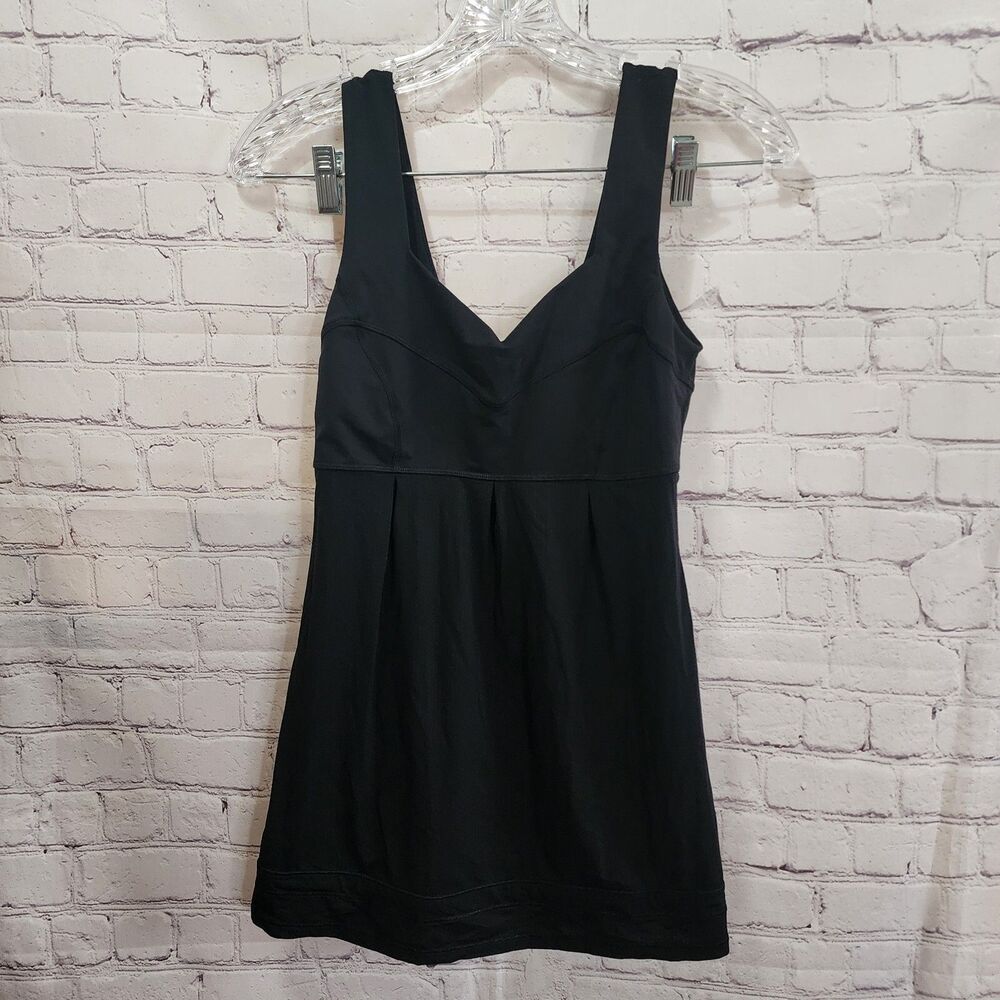 Lululemon Tank Top Womens 4 Black Mesh Drawcord Hem Luxtreme Run Tame Me Yoga